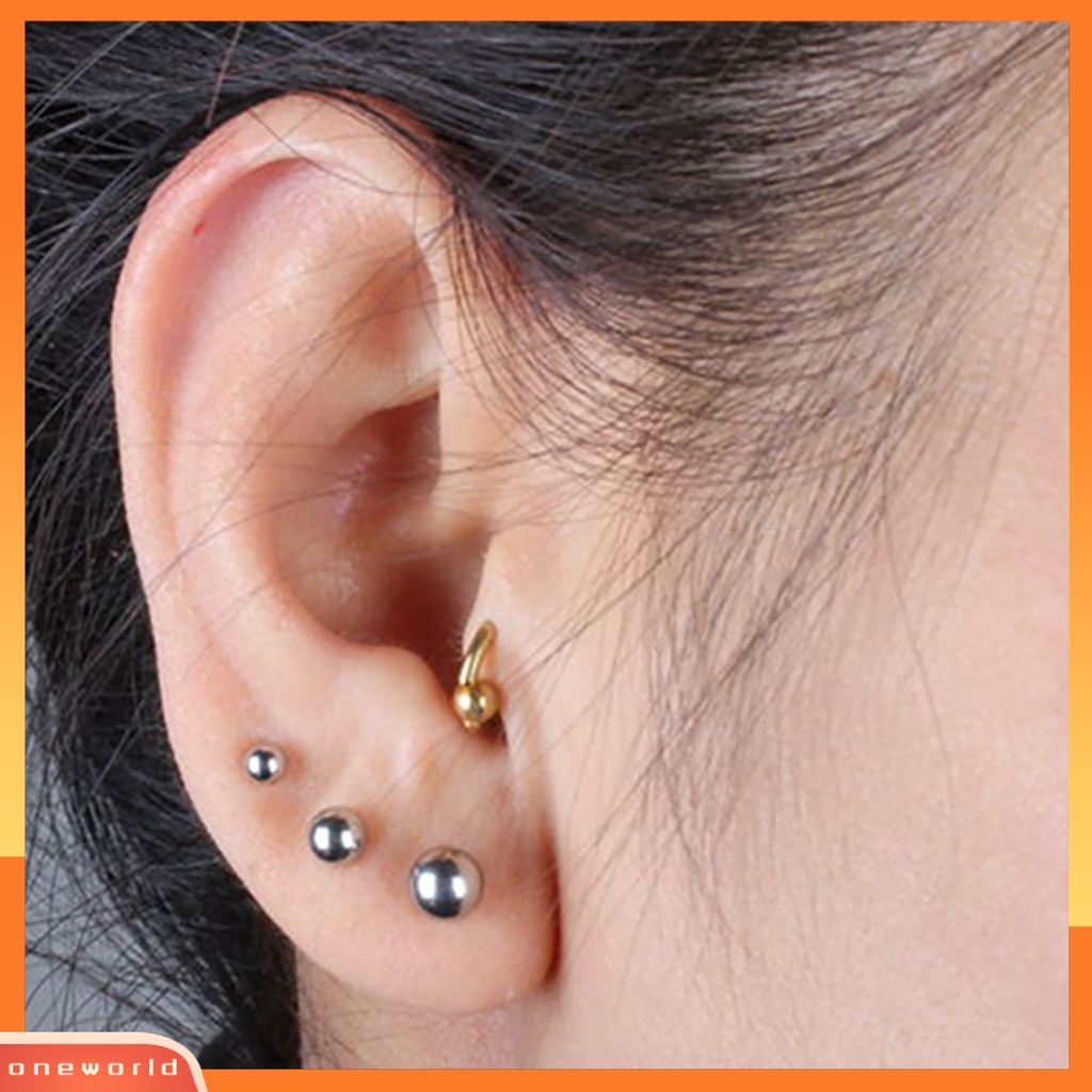 OW@ Ear Studs Simple Easy Matching Titanium Steel Barbell Shape Helix Tragus Women Earrings for Party