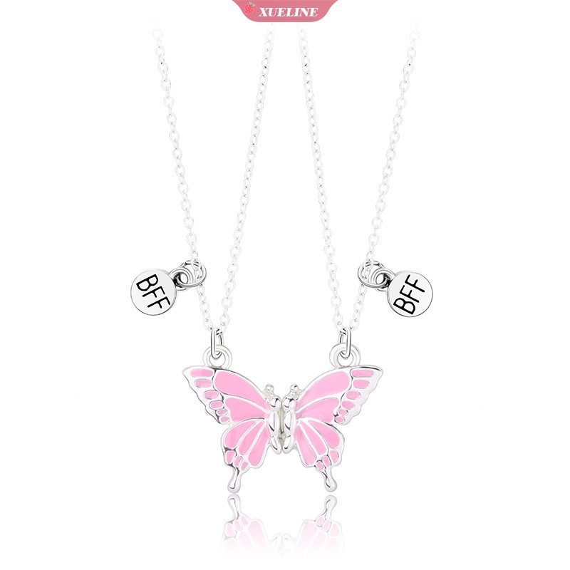 Fashion BFF best friend butterfly Kalung Wanita Warna Atraksi Magnetik Pasangan Liontin set Pacar Persahabatan Perhiasan 2 Pcs [ZXL]