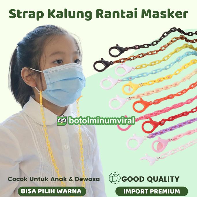 Kalung Rantai Strap Masker Anak Karakter Dewasa Korea Gantungan Masker t-botolminumviral Juara