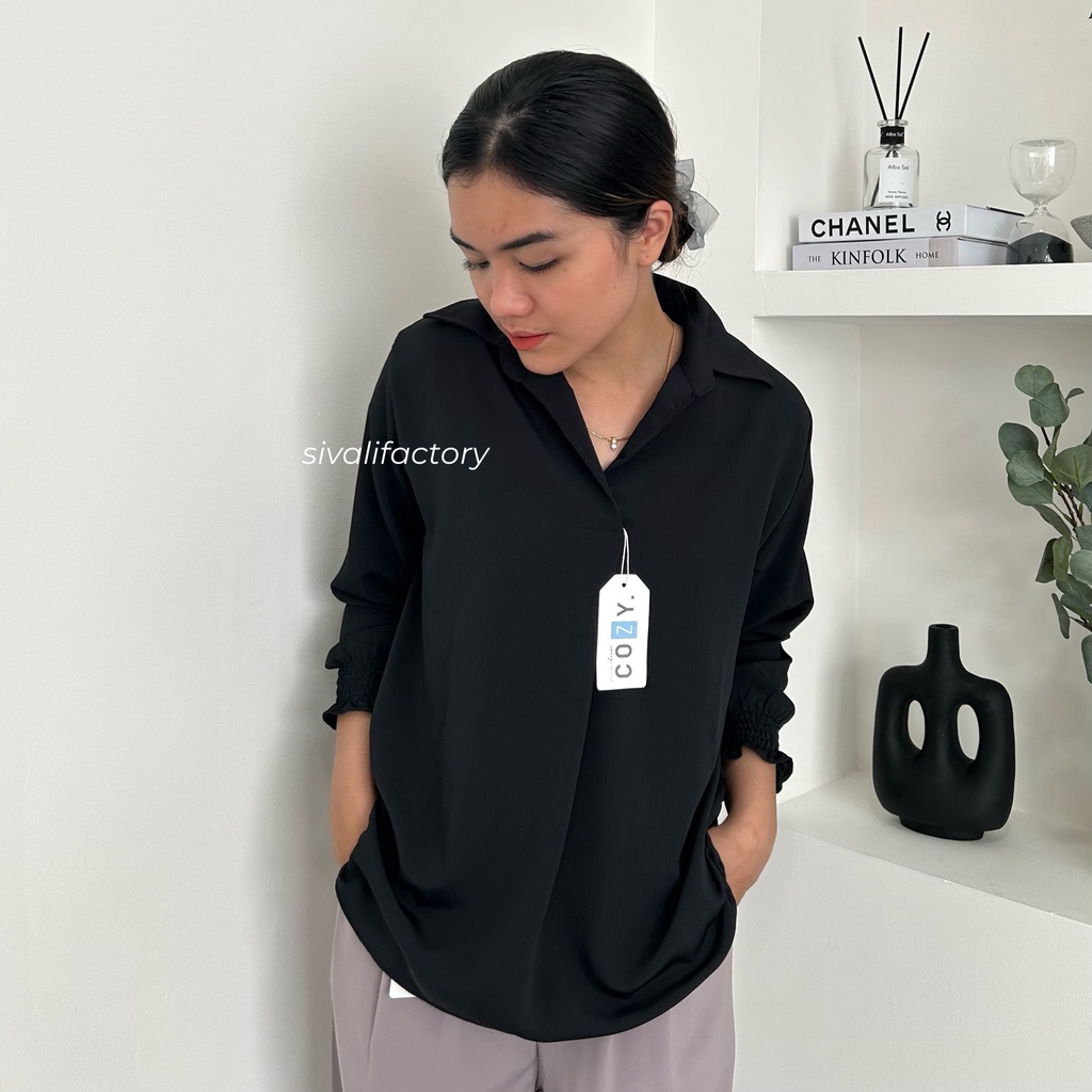 SIVALI Aster Top - Korean Blouse Shirt - Baju Atasan Wanita Lengan Panjang