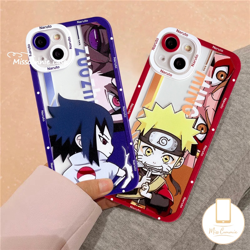 Kartun Animel NARUTO Case Kompatibel Untuk iPhone 7Plus 8Plus 11 14 13 12 Pro Max XR X XS Max 6 6s 8 7 Plus SE 2020 Sasuke Lucu Dan Shikamaru Shockproof Angel Eyes Soft TPU Cover