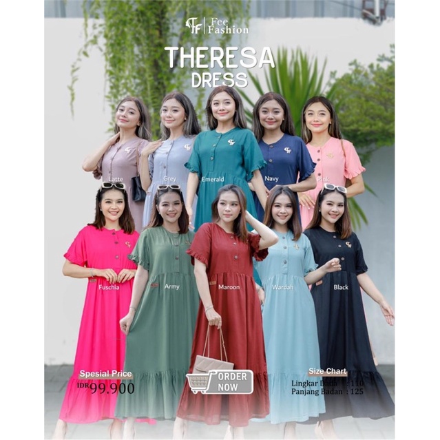 FEE FASHION THERESA LONG DRESS DASTER PANJANG