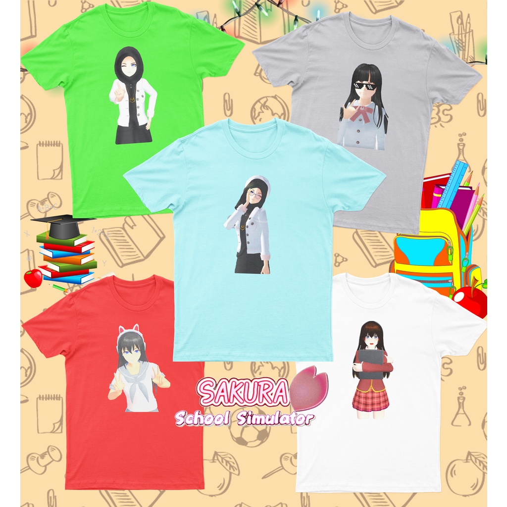 [FREE NAMA !!] Kaos / Baju Sakura School Simulator Anak Laki / Perempuan / Dewasa &amp; Couple Family Bahan Katun Cotton Combed 30s Custom Nama