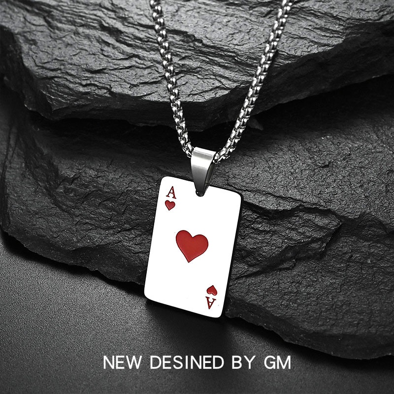 Woman fashion retro hip-hop poker spades A pendant Kalung Pecinta Pasangan Hadiah Hari Valentine