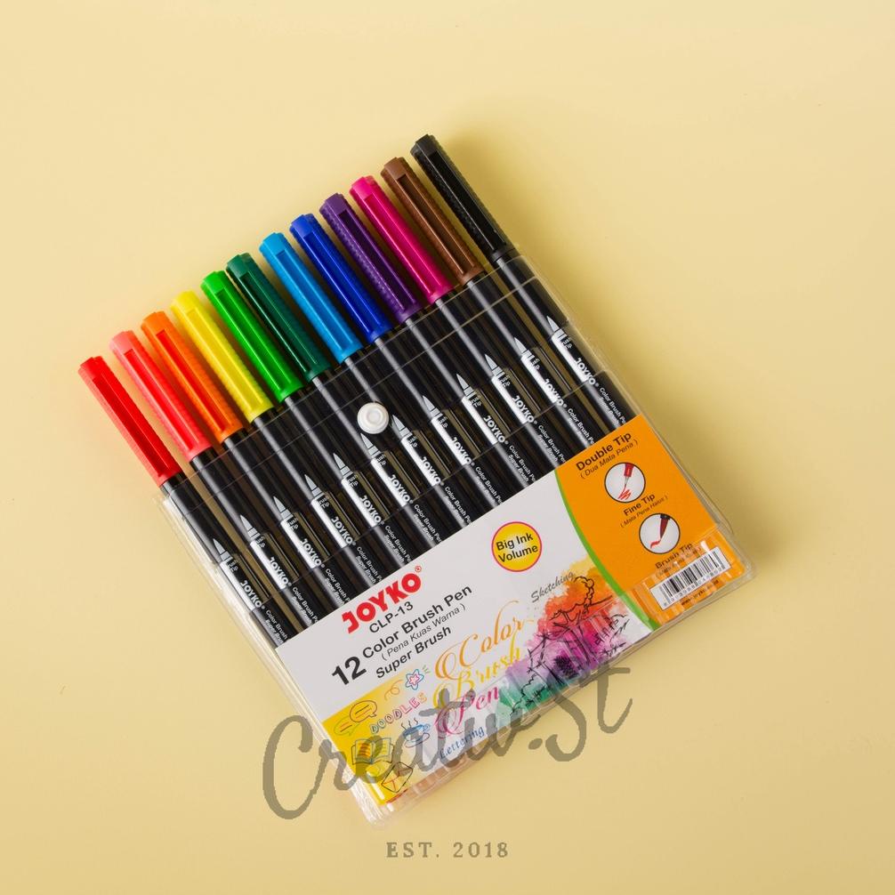 

BISA COD Joyko Brush Pen 12 Warna Brush + Fine Tip CLP-13 SET