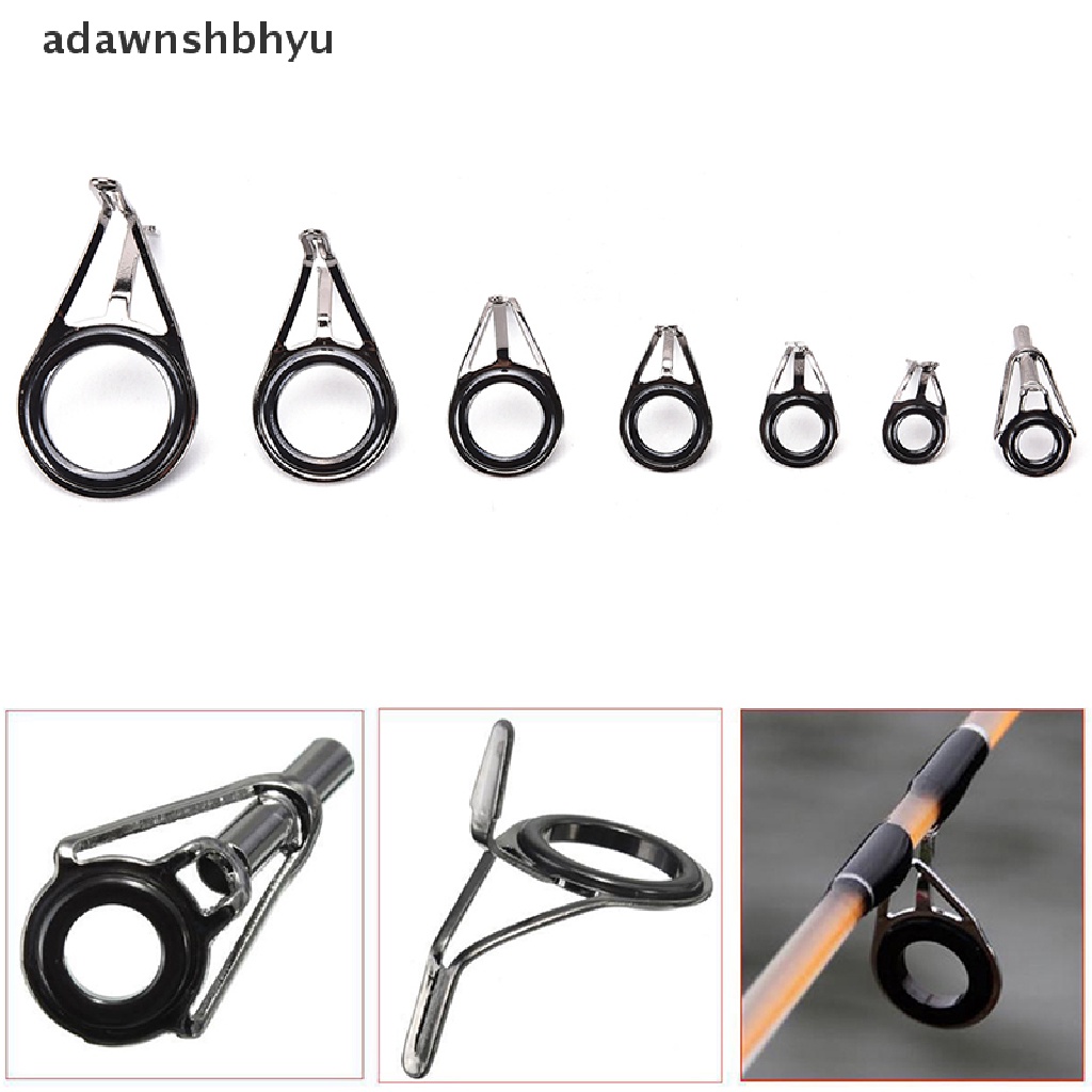 Adawnshbhyu 7 Pcs Ukuran Campur Cincin Atas Pancing Batang Tiang Repair Kit Line Guides Eyes Sets New ID