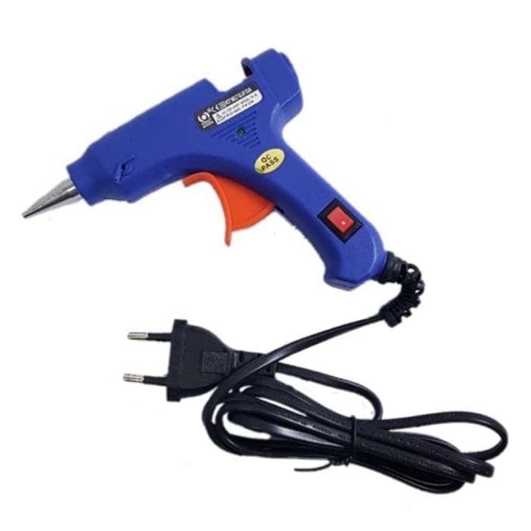Pajet Lem Tembak BIRU ON/OFF / Hot Melt Glue Gun On Off 20WATT Free 10 Stik Refill Lem Tembak