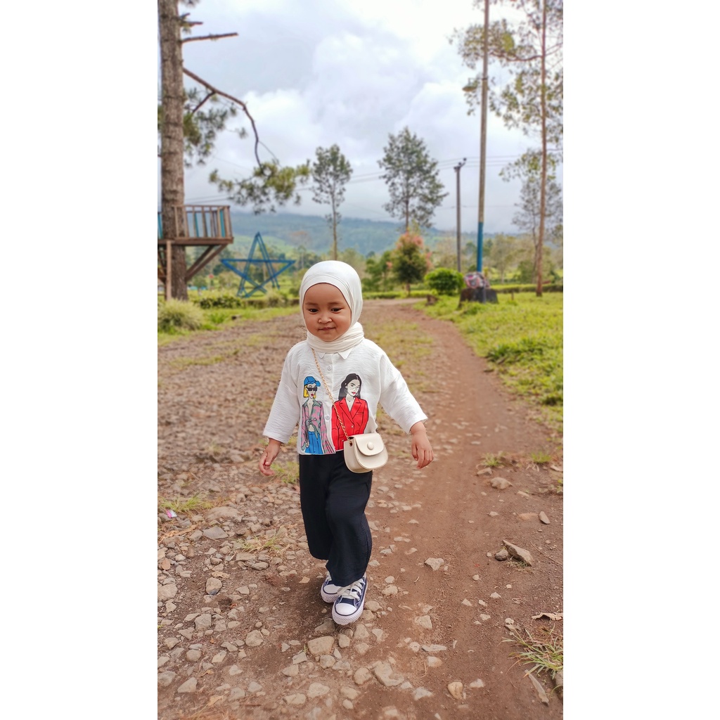 Zahra Setelan Anak Perempuan Oryza Crop Bahan Crinkle | Pakaian Anak Terlaris Umur 1 - 7 Tahun