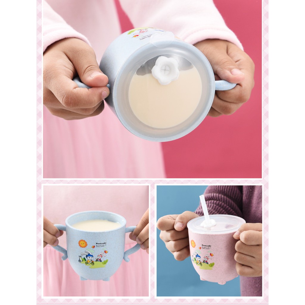 Training cup gelas minum bayi sedotan anak dengan handle pegangan