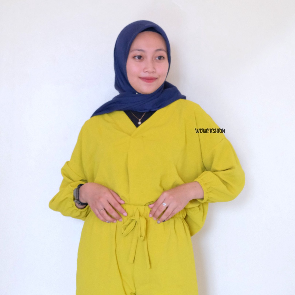 WOW-Bonita One Set Crinkle Airflow - Setelan Panjang Wanita