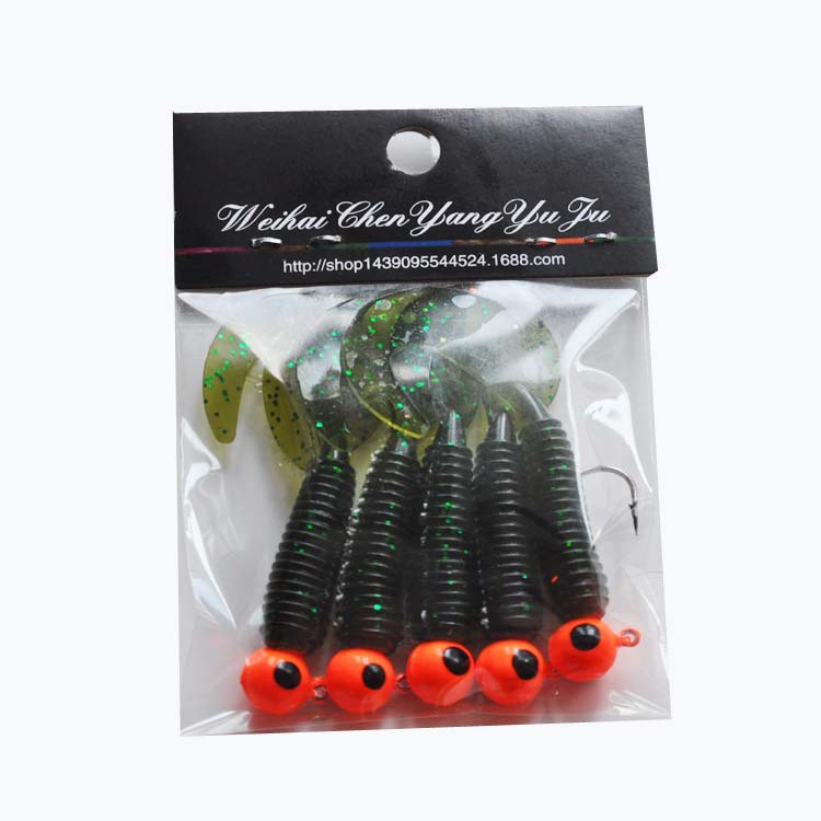 5 Pcs Umpan Pancing Umpan Bionic Lembut 5g Kait Timbal 6 cm Cacing Lembut Umpan Lembut Untuk Bass Memancing Renang Umpan