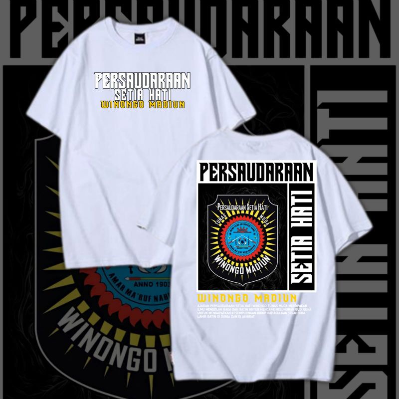 KAOS PSHW SH WINONGO PUTIH MOTIF 7 DESAIN DISTRO KEKINIAN BAHAN COTTON COMBAT PREMIUM KUALITAS TERBA