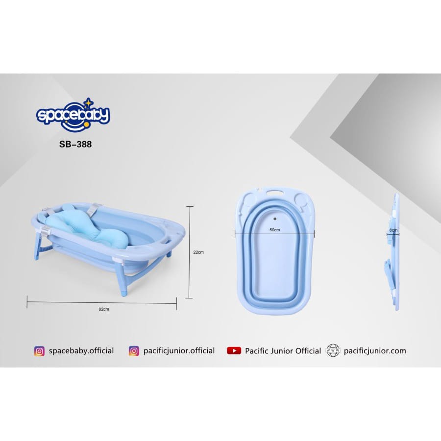 Folding Baby BAK MANDI BAYI LIPAT+  BANTALAN ALAS MANDI SPACEBABY SB388