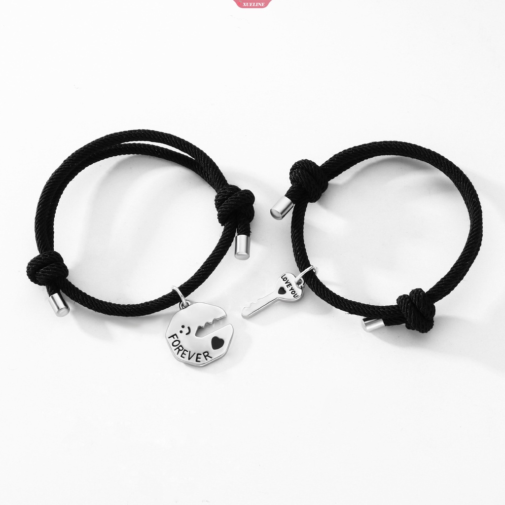 2 Pcs/Set Kunci Dan Kunci Pasangan Gelang Hadiah handmade adjustable Selamanya Cinta Gelang Magnet Pasangan Pesona Gelang [ZXL]