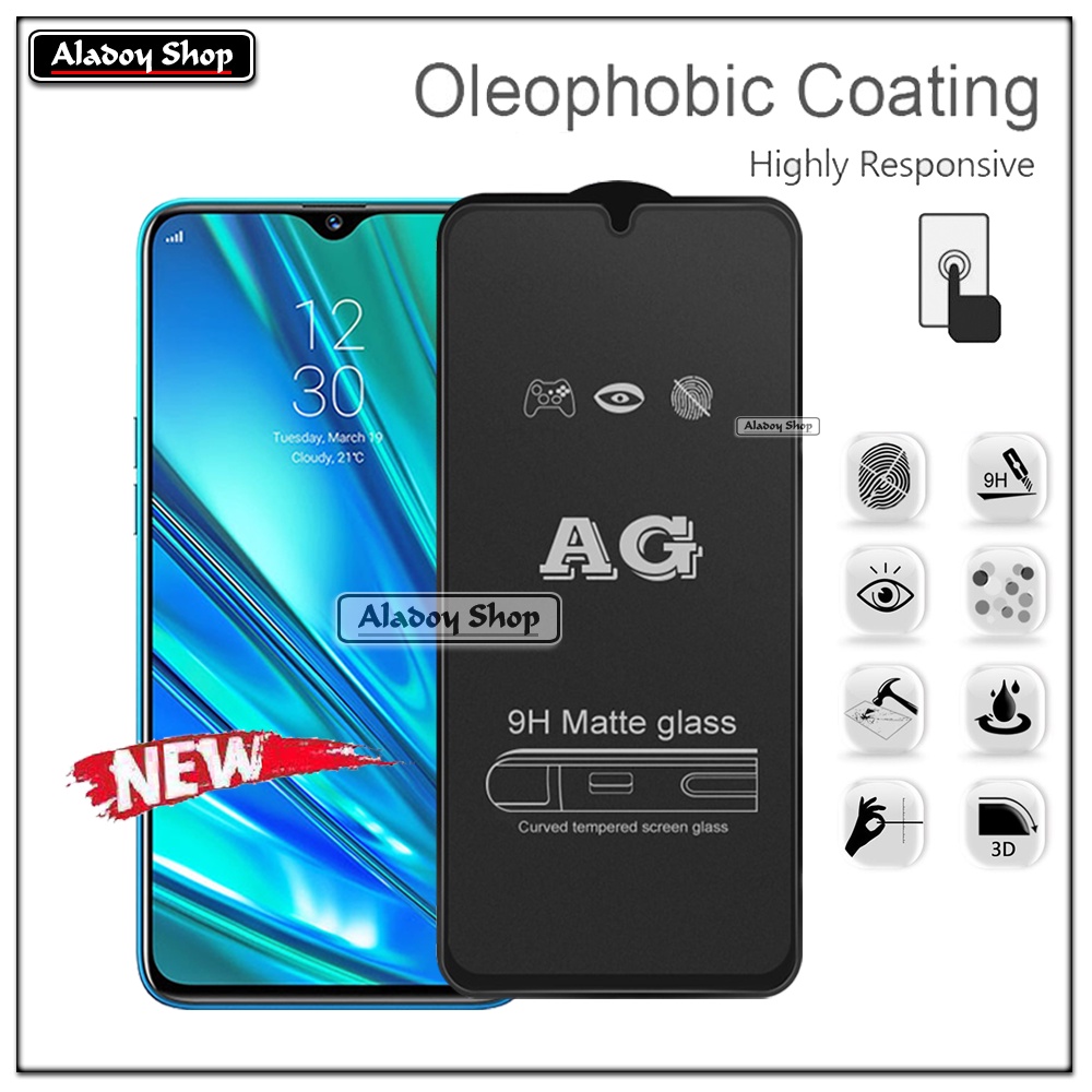 Paket 3IN1 Tempered Glass Layar Matte Anti Glare Realme 5 Pro Free Tempered Glass Camera dan Skin Carbon