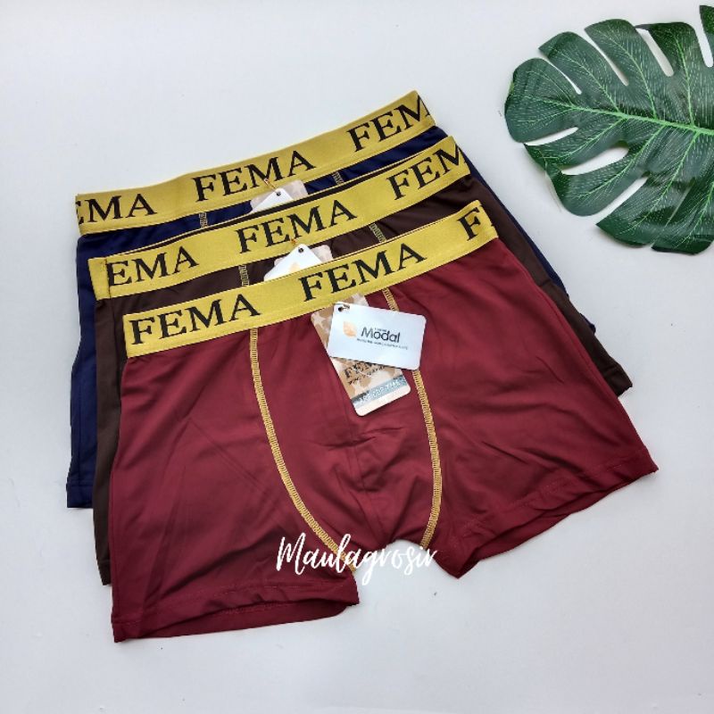 Lusinan 12 PCS Celana Dalam Boxer Pria Fema 7768 Import