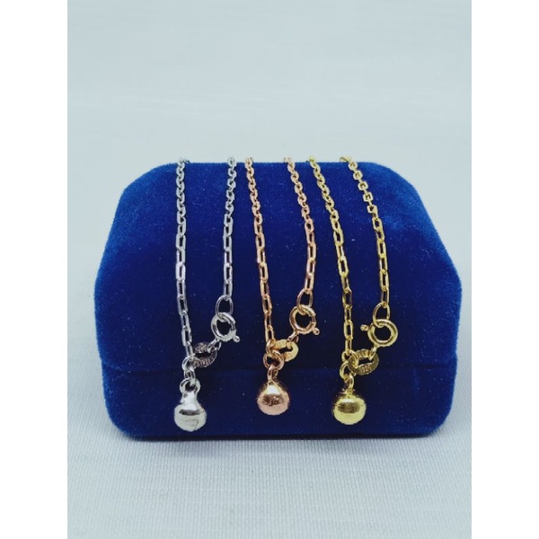 Gelang rantai mini paperclip + 1 bel / gelang perak asli silver 925 lapis emas / gelang fashion wanita terbaru