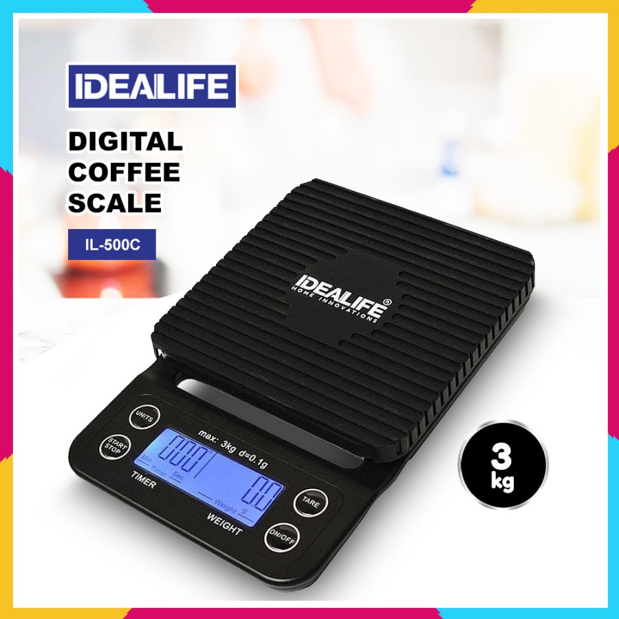 Digital Coffee Scale IDEALIFE IL-500C - Timbangan Kopi 3Kg 0.1Gr