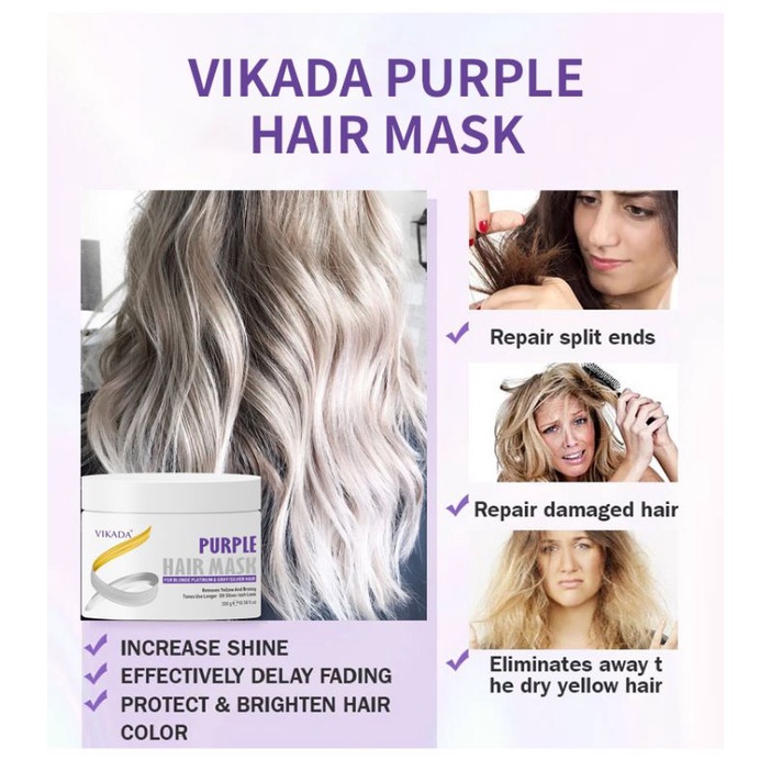 Vikada Mask Purple 300ml no Yellow silver masker abu grey / shampo silver Original cat rambut