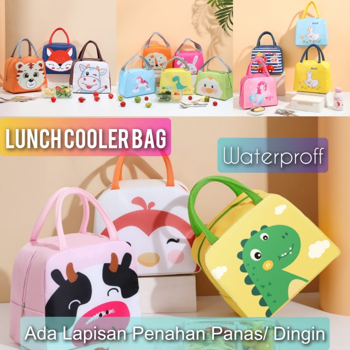 Tas Bekal Anak Makanan Sekolah Karakter Laki Laki Perempuan Lunch Bag Cooler Bag Waterproff Aluminium TA0019