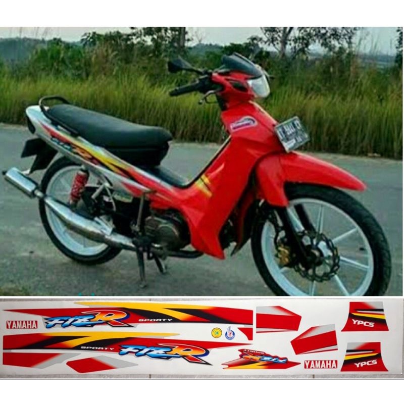 Striping Yamaha FIZR Duotone Merah Silver