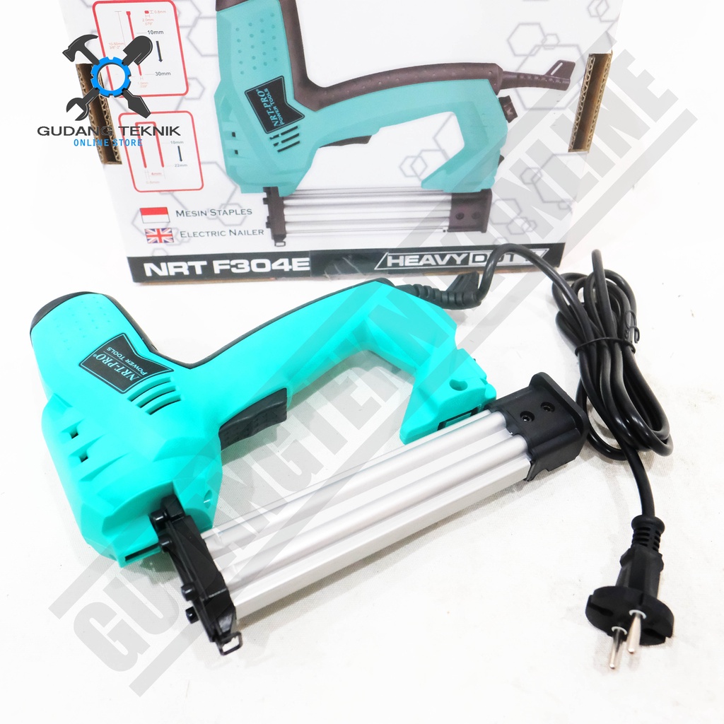 Mesin Staples Paku Tembak LISTRIK F304E NRT PRO / Elektrik Electric Nailer Staples Stapler Gun F 304 NRT