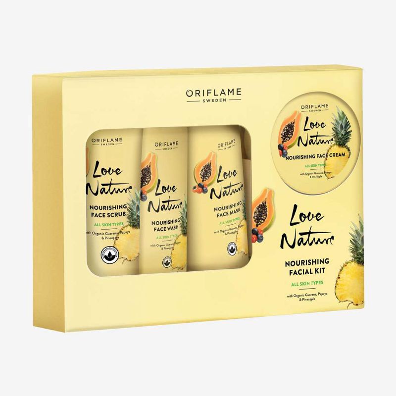 Love Nature Radiance Facial Kit with Organic Milk, Honey and Turmeric//Love Nature Nourishing Facial Kit with Organic Guarana, Papaya &amp; Pineapple