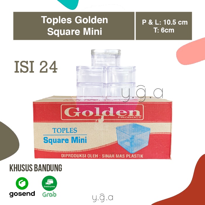 Toples GOLDEN SQUARE MINI 250-300gr (24 pcs) / Toples Dessert Kotak / Toples Kue Kering