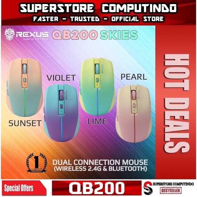 Rexus QB200 | QB-200 Skies Wireless Bluetooth Office Mouse Rechargable