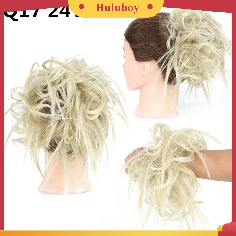 Wig Rambut Sintetis Elastis Model Bun Chignon Messy Untuk Wanita