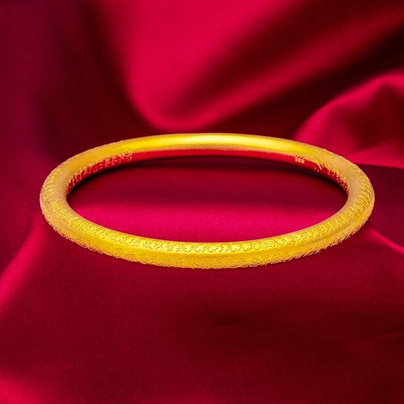 Goldkingdom Fashion Perhiasan Emas Asli Kadar 375 Bangkok Aksesoris Ready Stock Warisan Kuno Hati Sutra Gelang Untuk Perempuan Persisten Warna Frosted Huruf Gelang