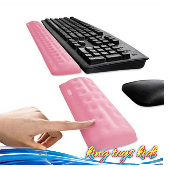 TERBARU / BUBM Wrist Pad Memory Foam Keyboard Mouse Wrist Rest Pad BUBM PREMIUM - Merah Muda