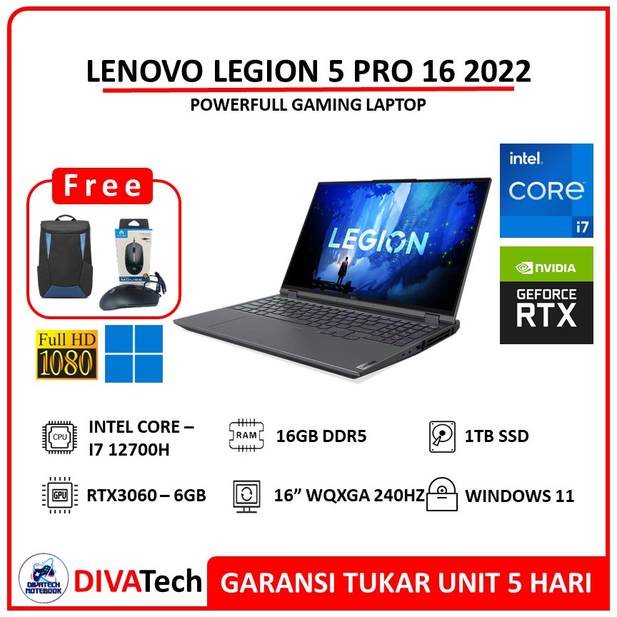 Lenovo Legion 5 Pro 16 RTX3060 i7 12700H 16GB 1TB SSD 16.0WQXGA 240Hz