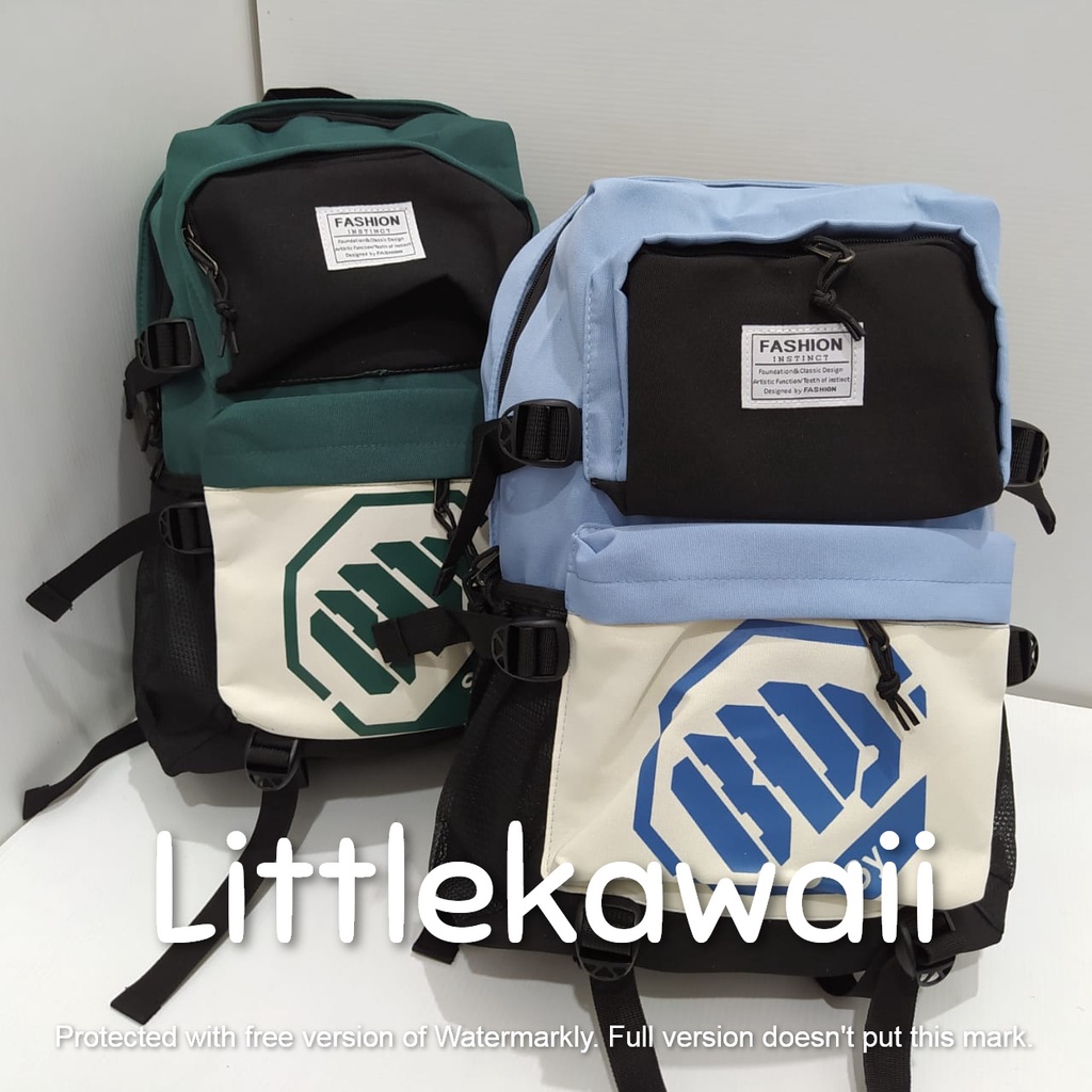 LK/Tas Ransel Laptop Backpack Parasut Sekolah Kuliah Fashion Sport Travelling Camping Casual Remaja Dewasa Cowok Cewek Gesper Import