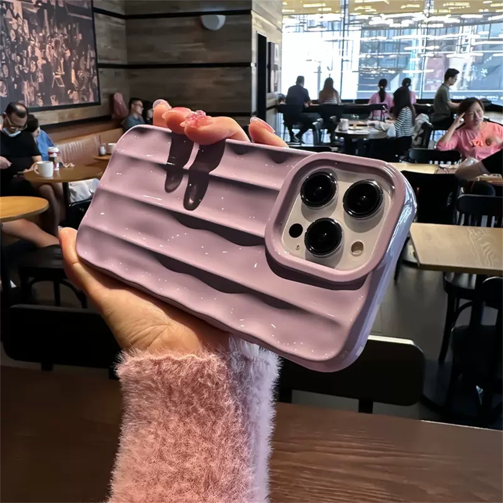 Casing Shockproof Ungu Fun Inovatif iPhone 14 Pro Max Plus 13 12 11 Pro Max Mewah Premium Proteksi Kamera Tertutup Penuh Silikon Penutup Belakang