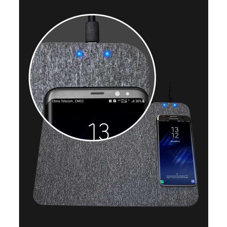 GRISH Mousepad Wireless Charging System Desk Pad Gaming Office Mat