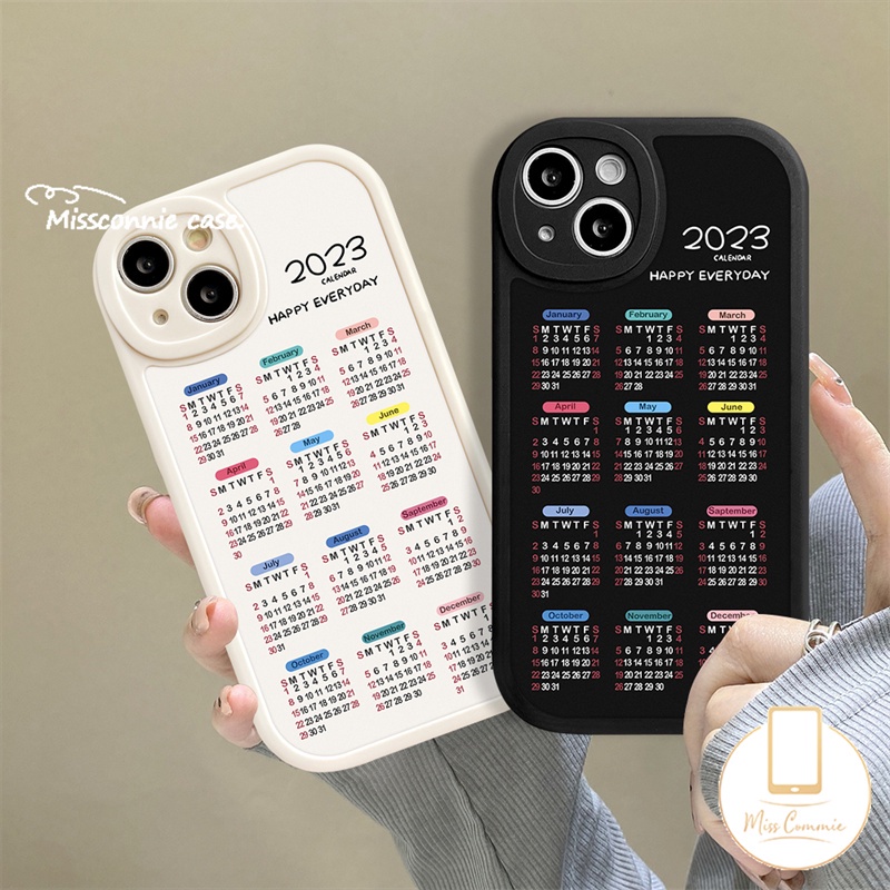 IPHONE Casing Compatible Untuk Iphone6 7 6S 8plus 11 12 13 Pro Max 14 Pro Max XR X XS Max XS 2023kalender Couple Soft TPU Case Cover