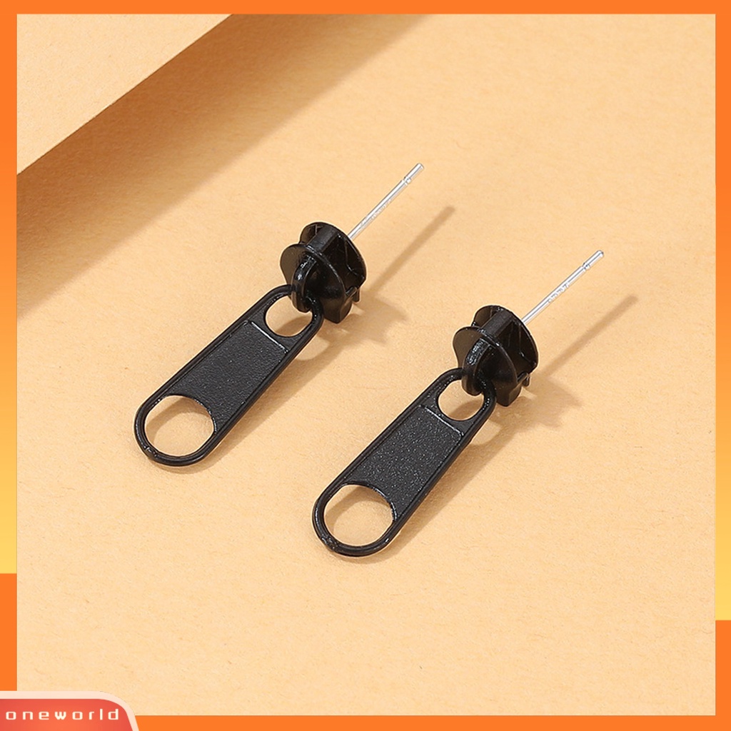 [WONE] 1pasang Anting Tusuk Bentuk Ritsleting Perhiasan Lapis Kartun Warna Permen Ear Studs Untuk Pesta