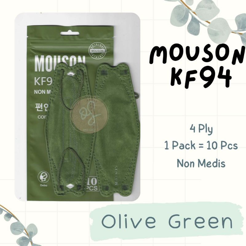 Masker KF94 Mouson Olive Green Isi 50 Pcs