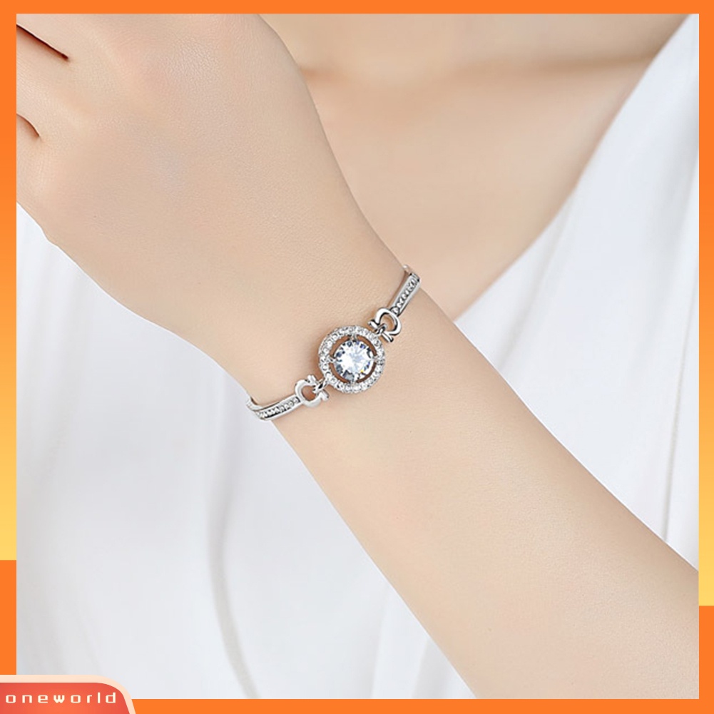 [WONE] Mewah Cubic Zirconia Hias Adjustable Rantai Gelang Bangle Wanita Perhiasan Hadiah