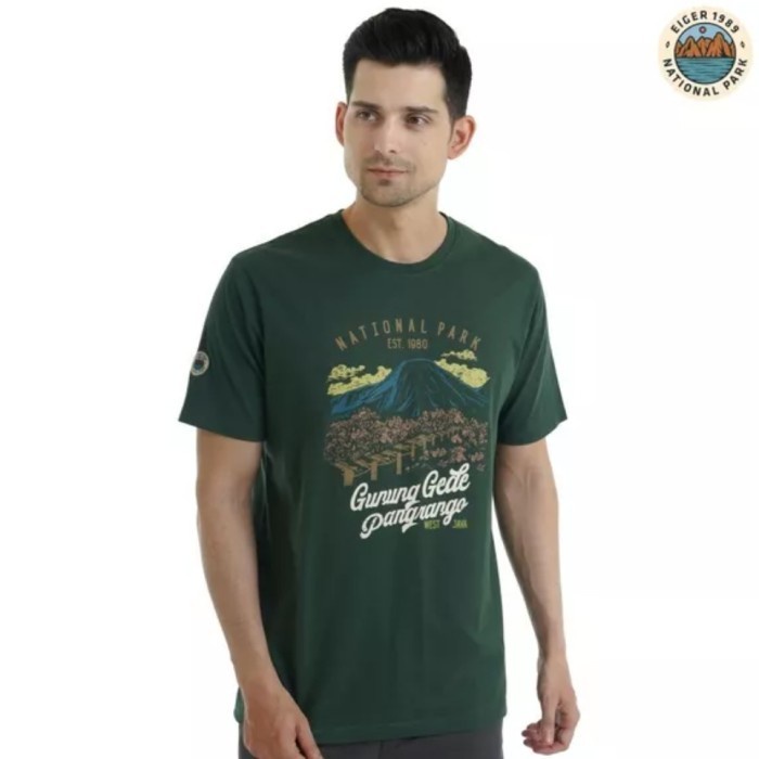 bismillahEIGER GUNUNG GEDE PANGRANGO NATIONAL PARK TEES kaos baju - olive, S