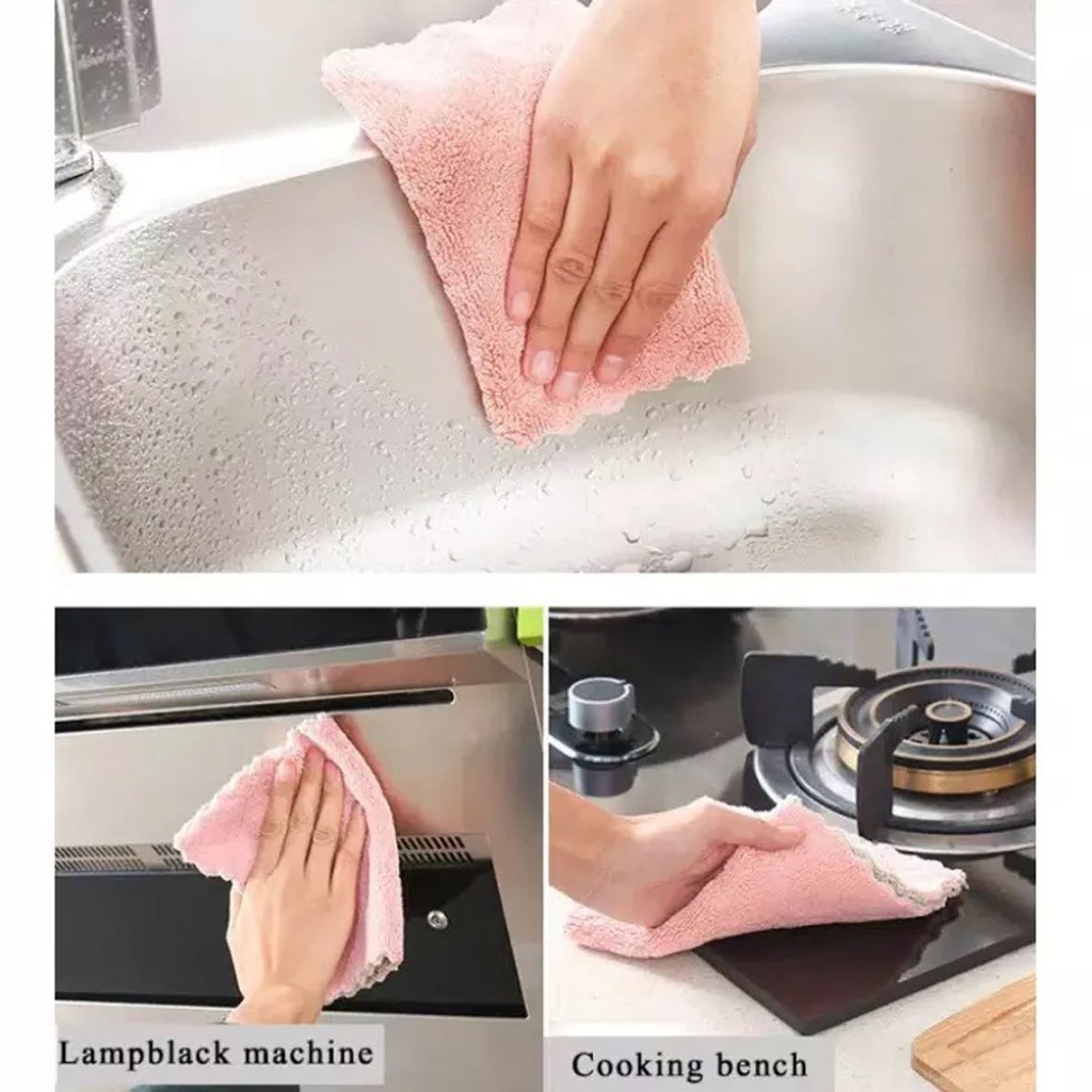 Kain Lap Meja Piring Dapur Anti Minyak Kain Lap Microfiber Serbaguna UK 25X25 CM