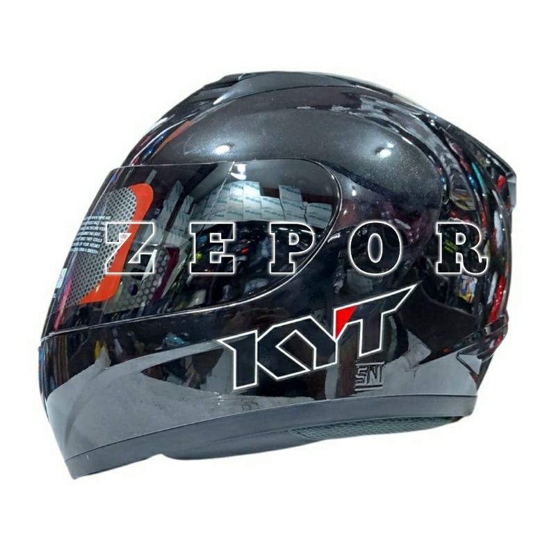 Helm KYT R-10 Solid Hitam Glossy Visor smoke Original SNI DOT