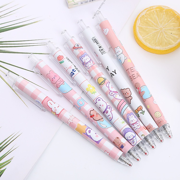 

IDgrosir 6pcs Pena Pen Pulpen Cetek Cetekan Set Motif Bear Beruang IDG-ST0111