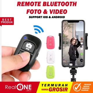 Remote bluetooth tomsis tombol narsis wireless shutter remot tongsis tripod holder selfie foto video support ios android - realoneacc