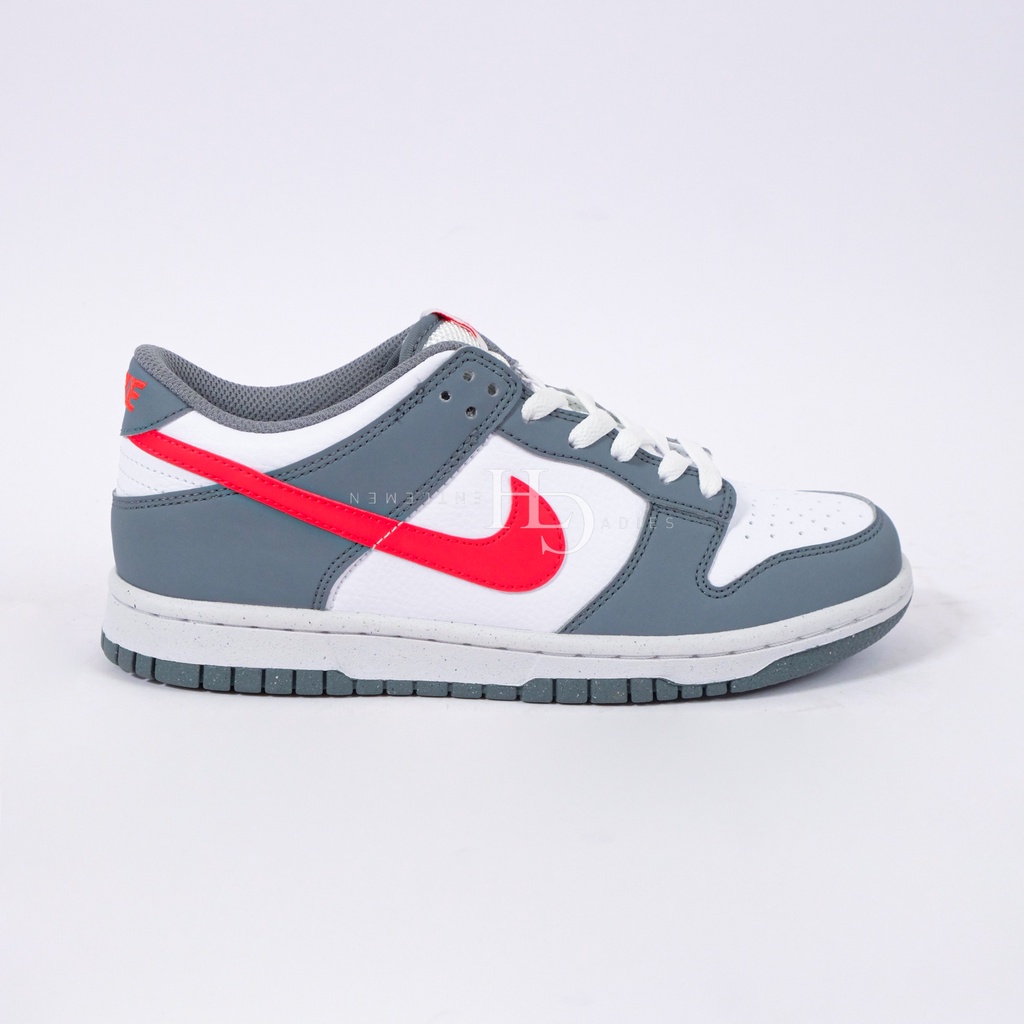 Nike Dunk Low White Grey Red (GS) FB8038-001 100% Original