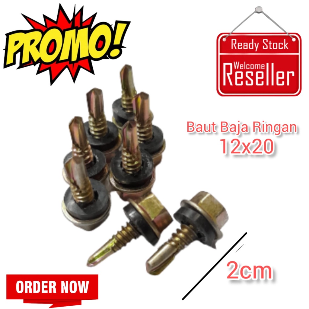 Baut Roofing Kuning 12 x 20 12x20 2cm Skrup Baja Ringan Ruping Baja Ringan