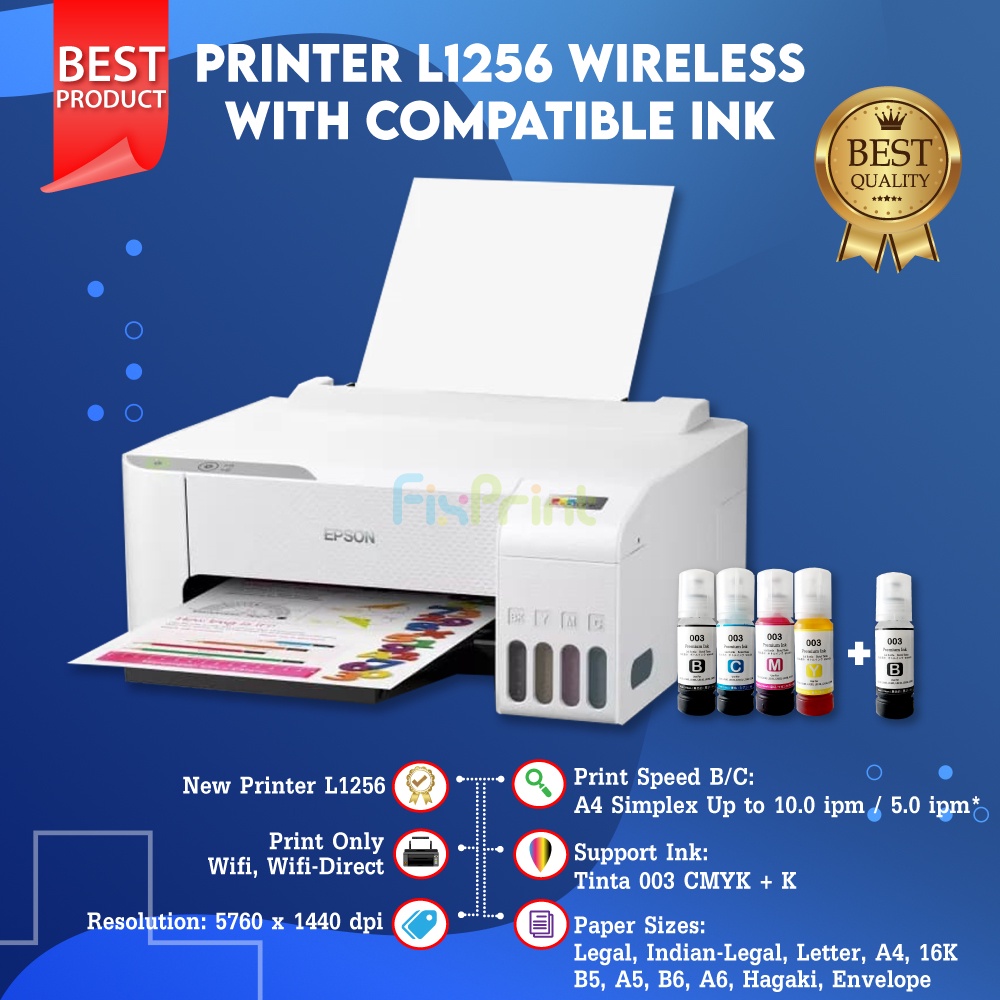 Printer Epsn L1256 Inktank Single Function Print Wireless WiFi Only