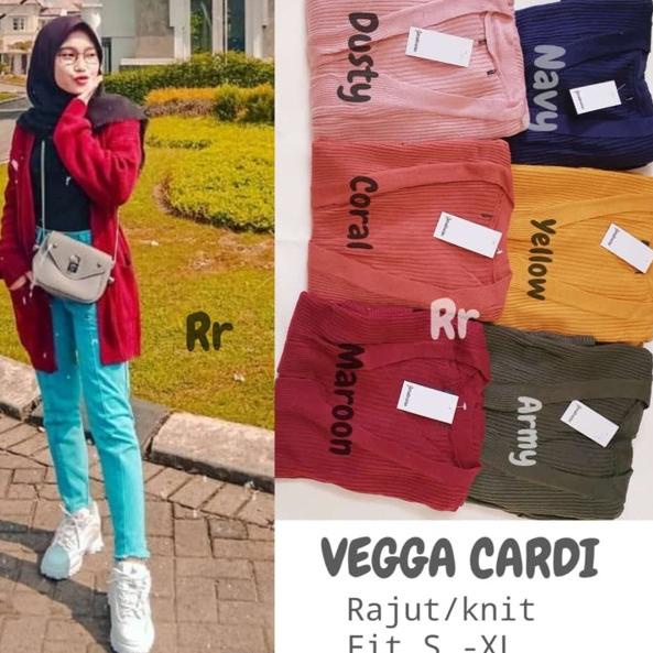 BDR.21De22q ‑ VEGGA CARDIGAN RAJUT - BAJU ATASAN KEMEJA BLOUSE WANITA OVERSIZE BIGSIZE JUMBO BESAR B