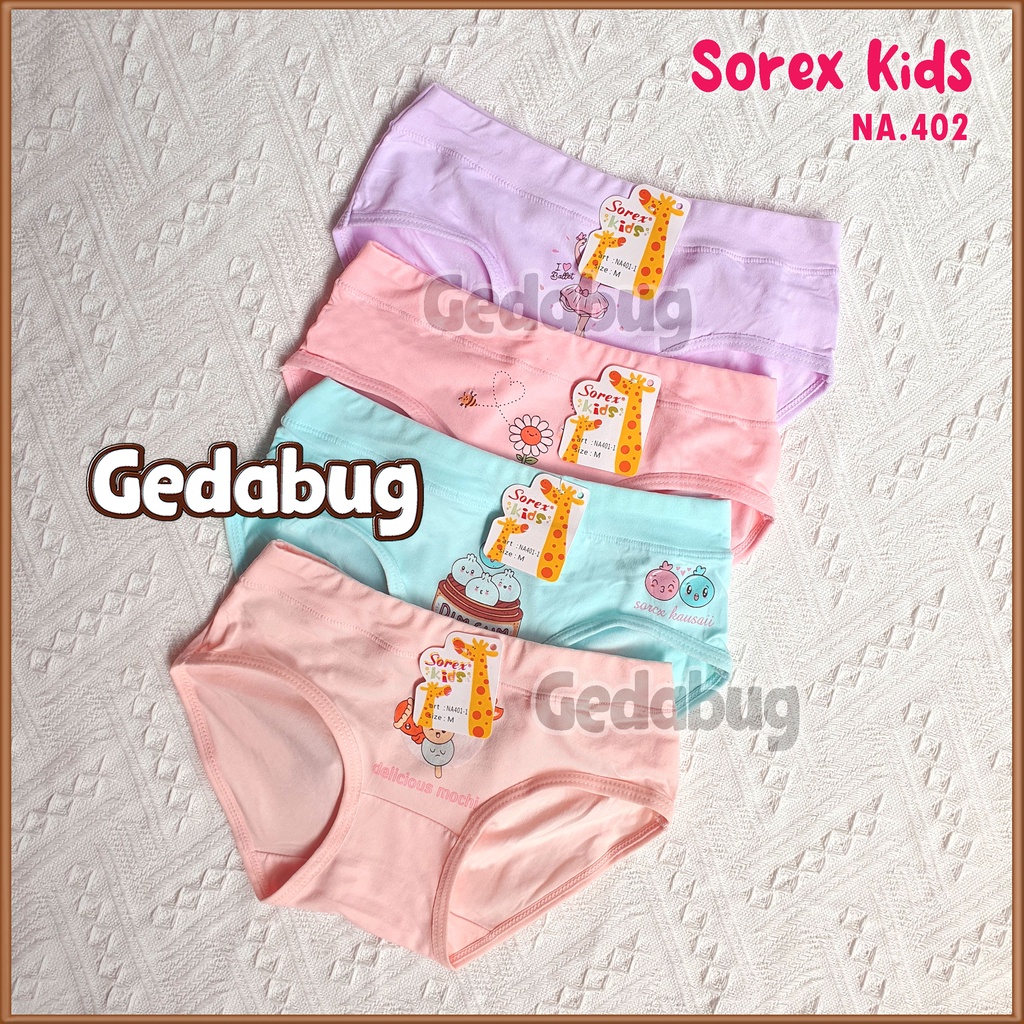 3 Pcs - CD Celana dalam anak Perempuan Girl Sorex NA 401 Super soft | Size M-XL Gedabug